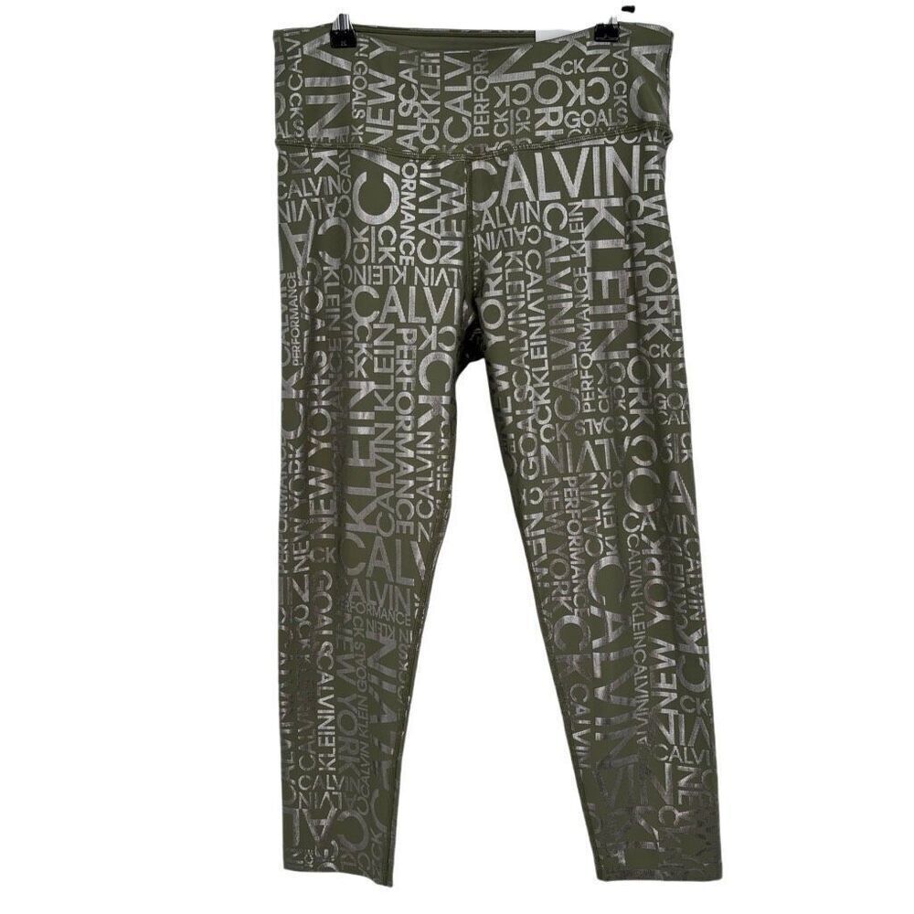 Calvin Klein Performance Super Support High Waist 7/8‎ Leggings Green XL NWT